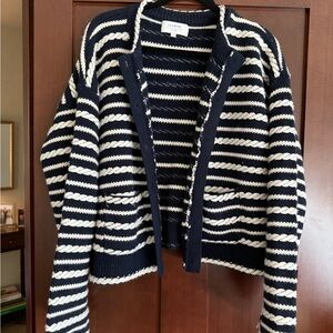 La Ligne Navy and Cream Striped Cardigan